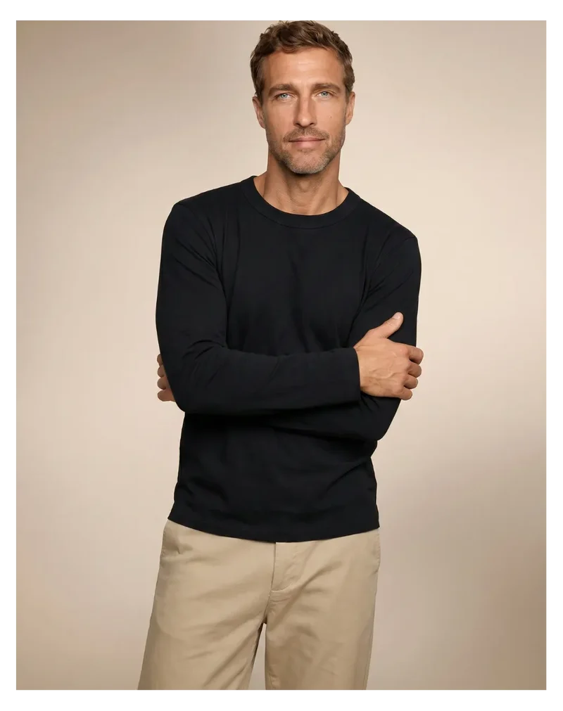 T-shirt manche longue Homme Noir coton bio