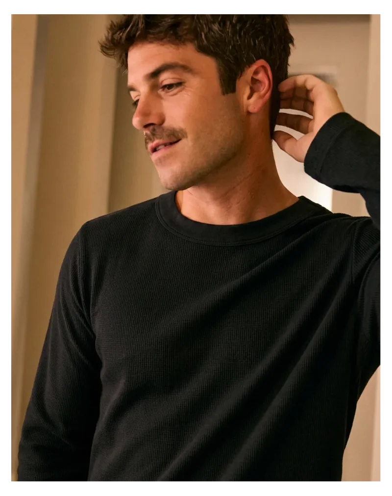 T-shirt manche longue Homme Noir coton bio
