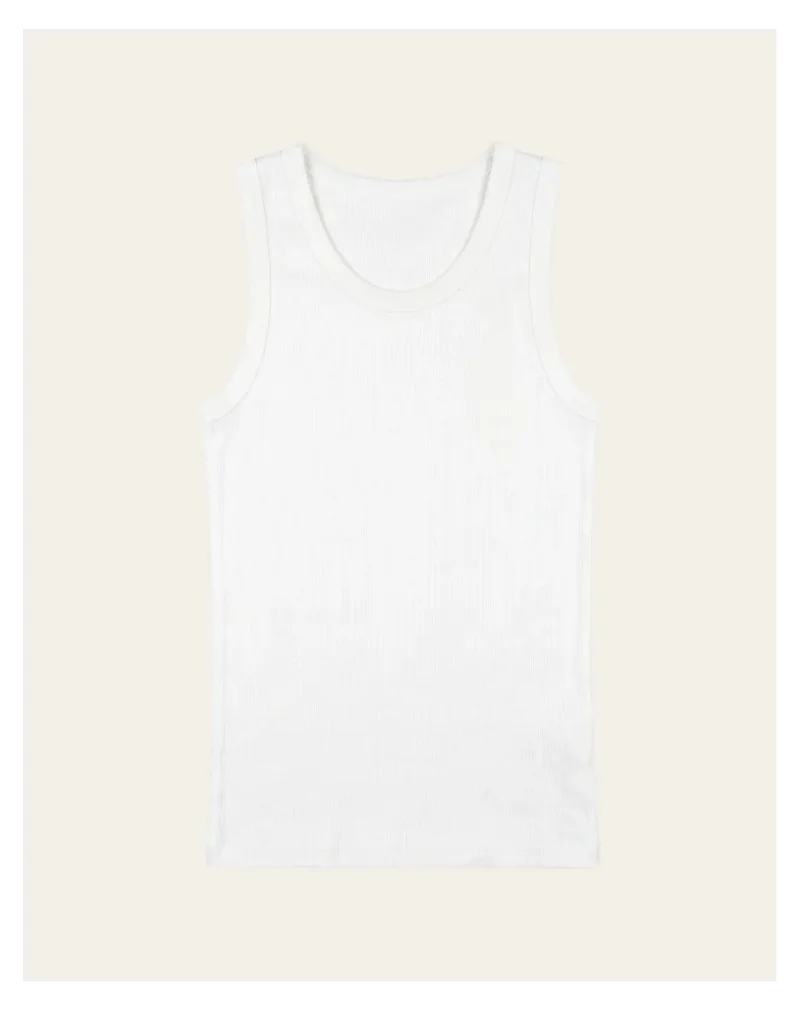 Débardeur Blanc homme côte 2x2