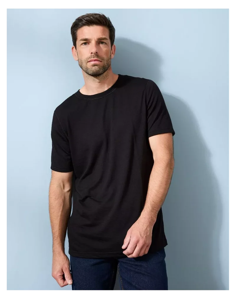 T-shirt laine mérinos Homme Noir