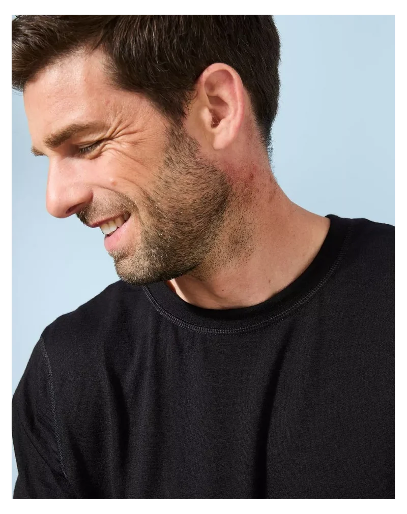 T-shirt laine mérinos Homme Noir