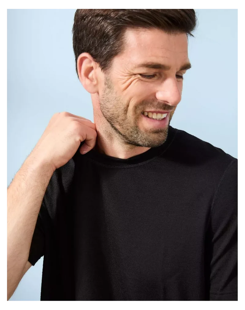 T-shirt laine mérinos Homme Noir