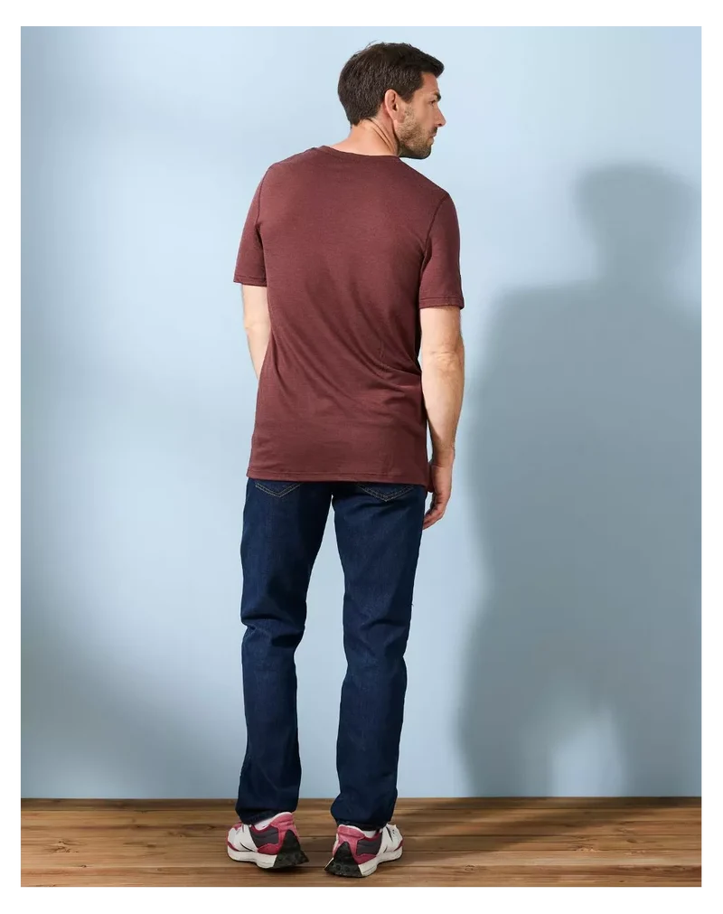 T-shirt laine merinos Homme Marron