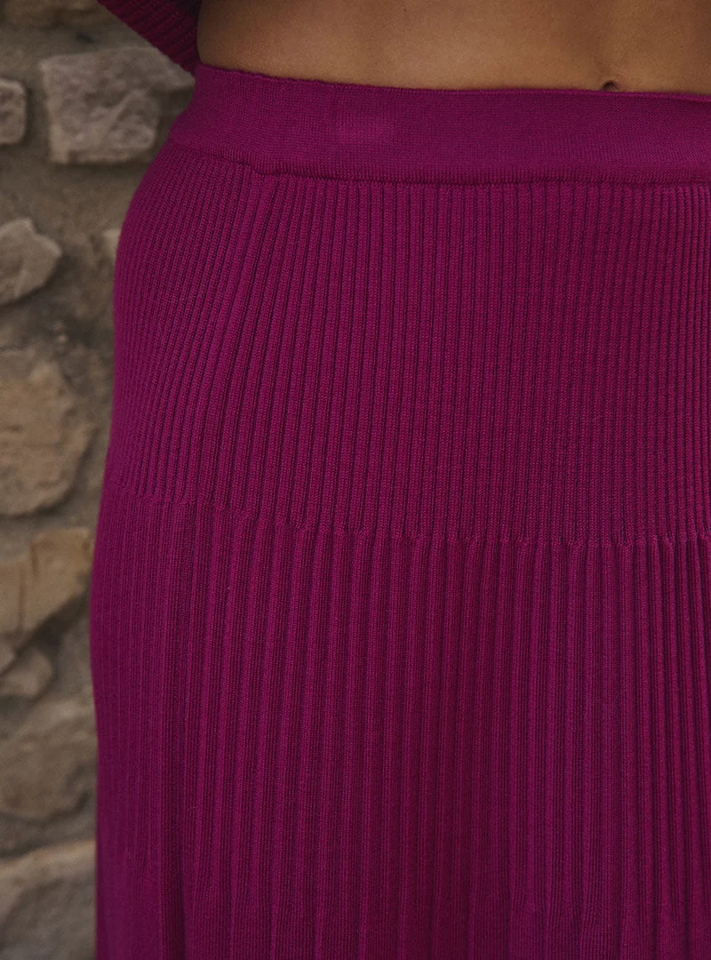 Jupe longue plissée violet Alexandra