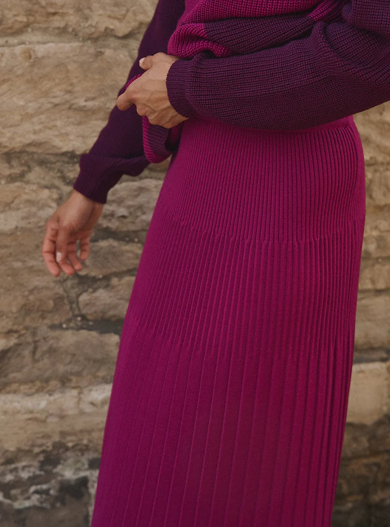 Jupe longue plissée violet Alexandra