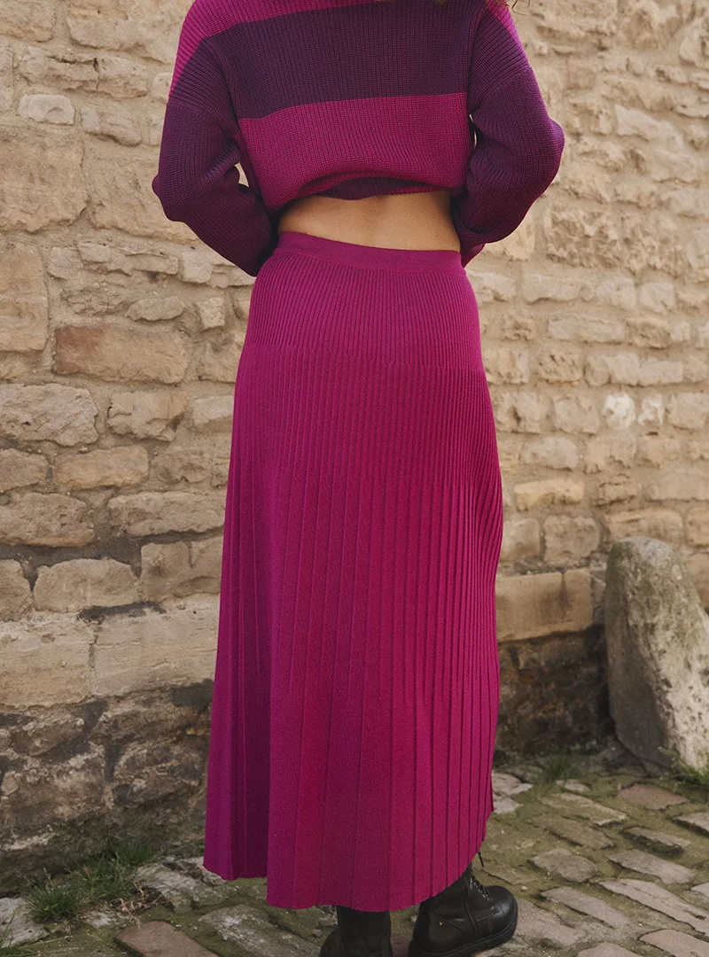 Jupe longue plissée violet Alexandra