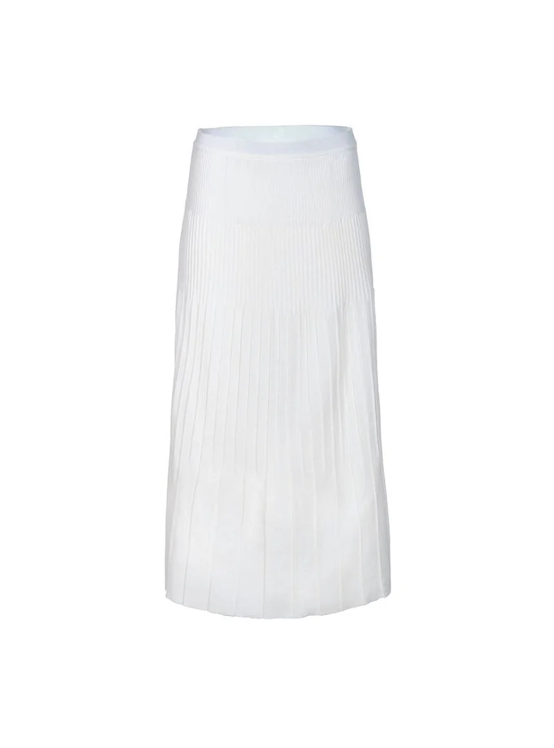 Jupe longue plissée laine mérinos blanche Alexandra