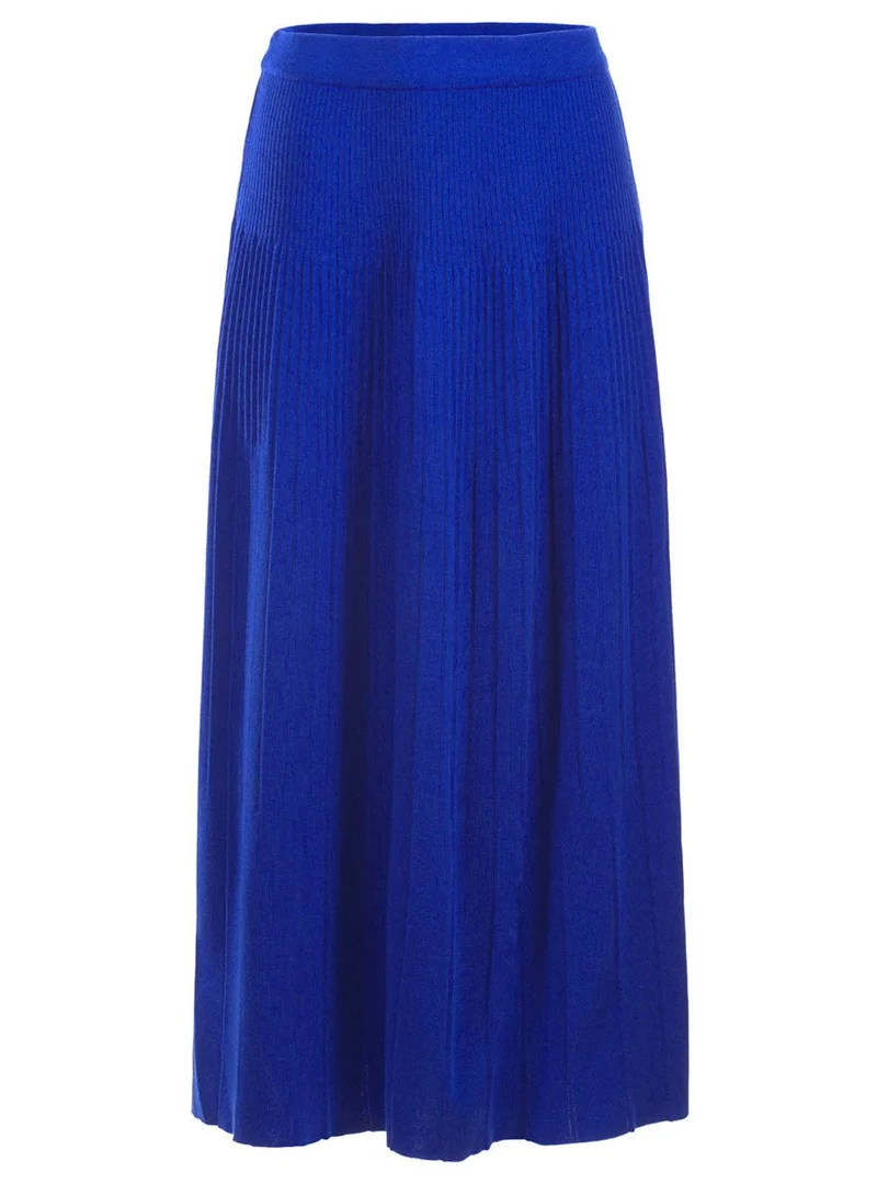 Jupe longue plissée bleu électrique Alexandra