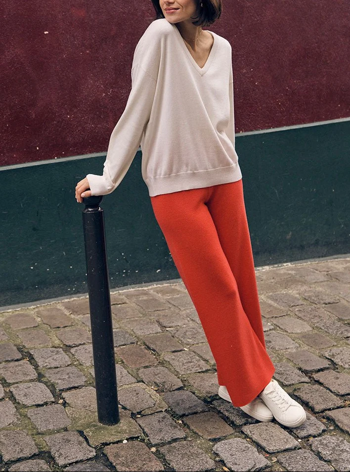 Pantalon en maille rouge Alexia