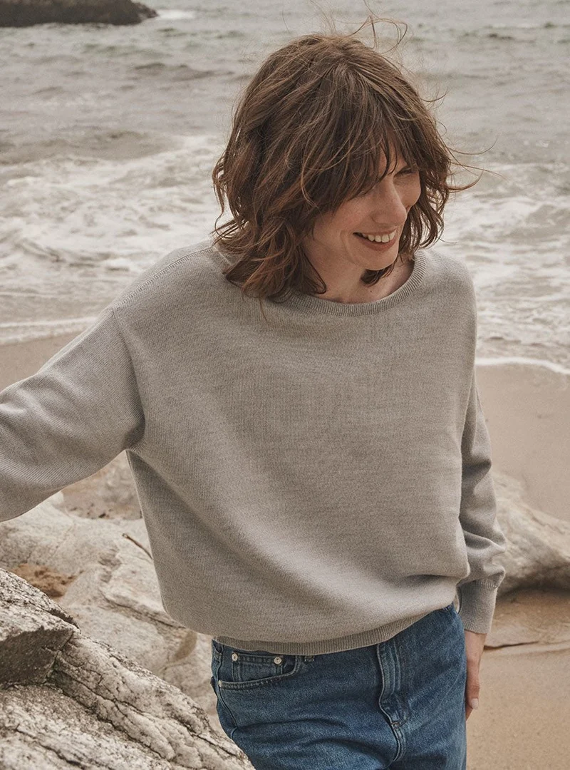 Pull col rond oversize gris Agathe