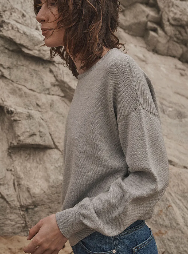 Pull col rond oversize gris Agathe