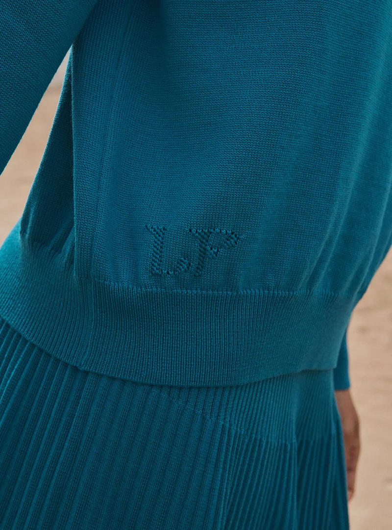 Pull col rond oversize bleu Agathe