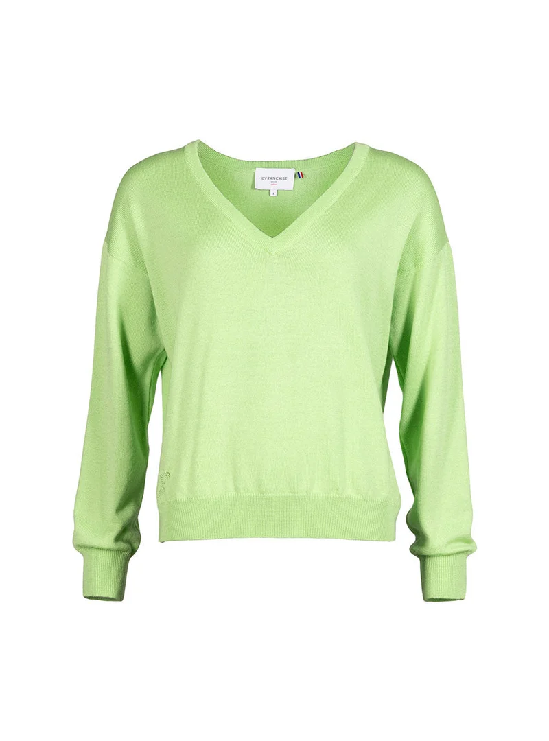 Pull col V oversize vert Aglaé
