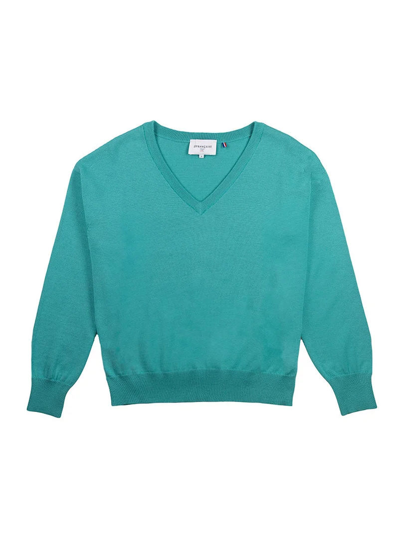 Pull col V oversize vert Aglaé