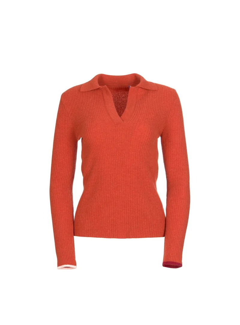 Polo laine et cachemire orange Angélique