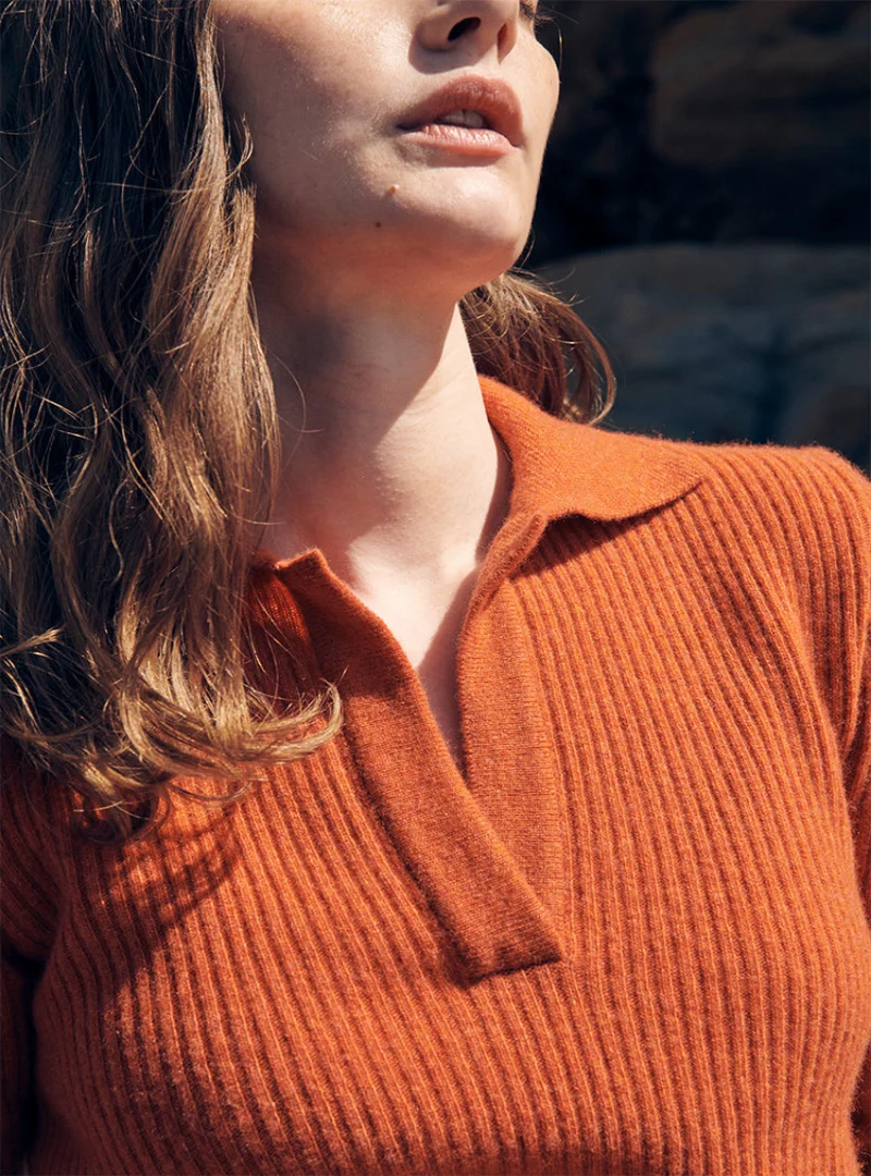 Polo laine et cachemire orange Angélique