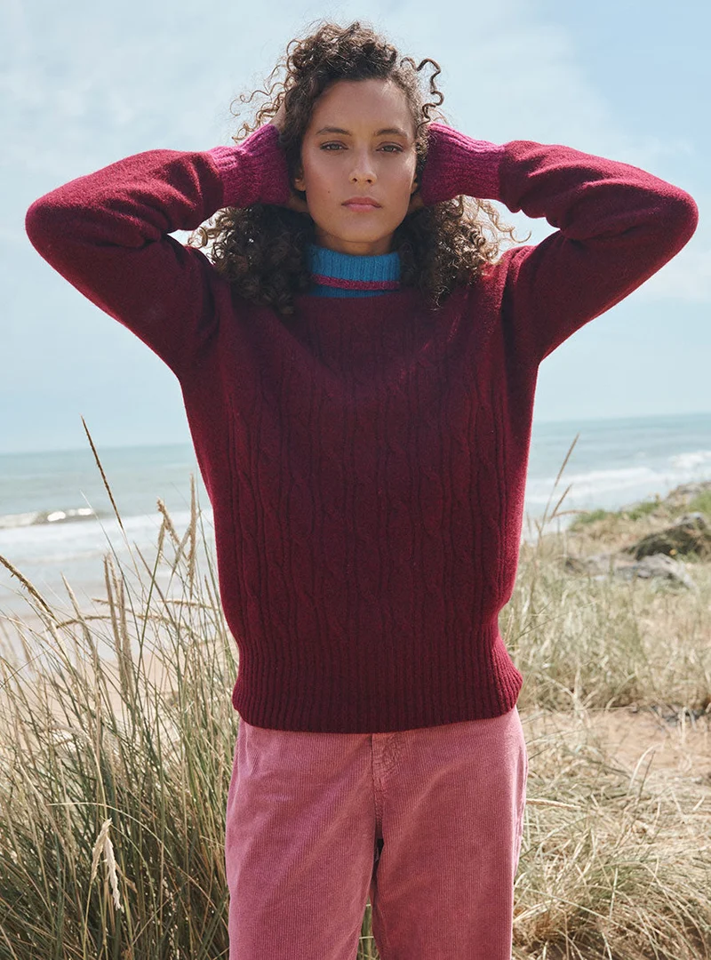 Pull col roulé bordeau Anna