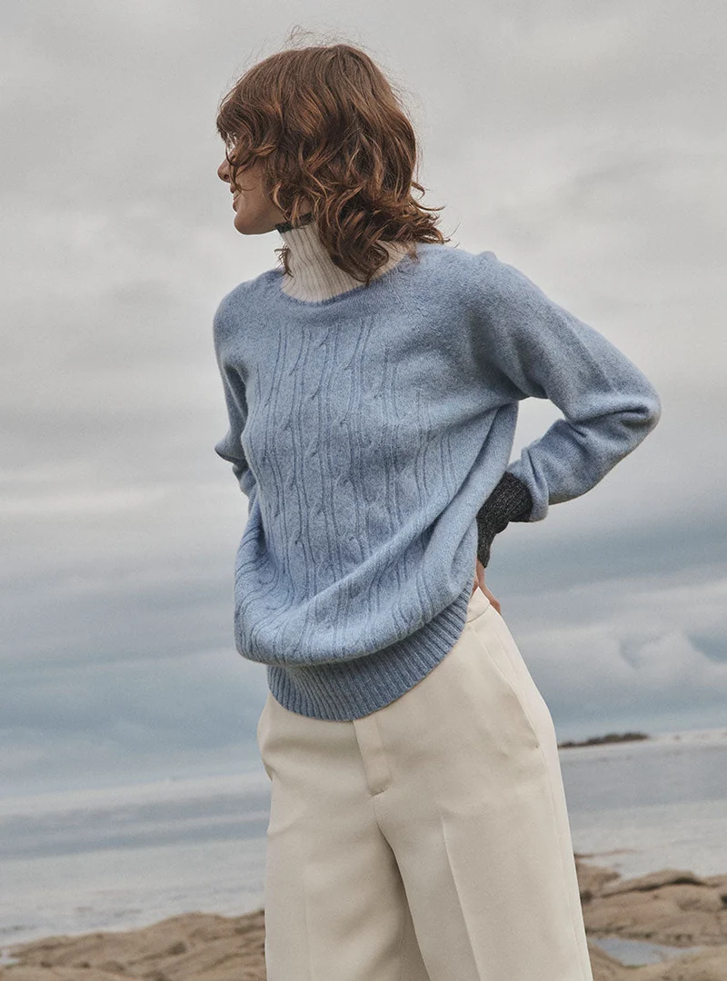Pull col roulé bleu Anna