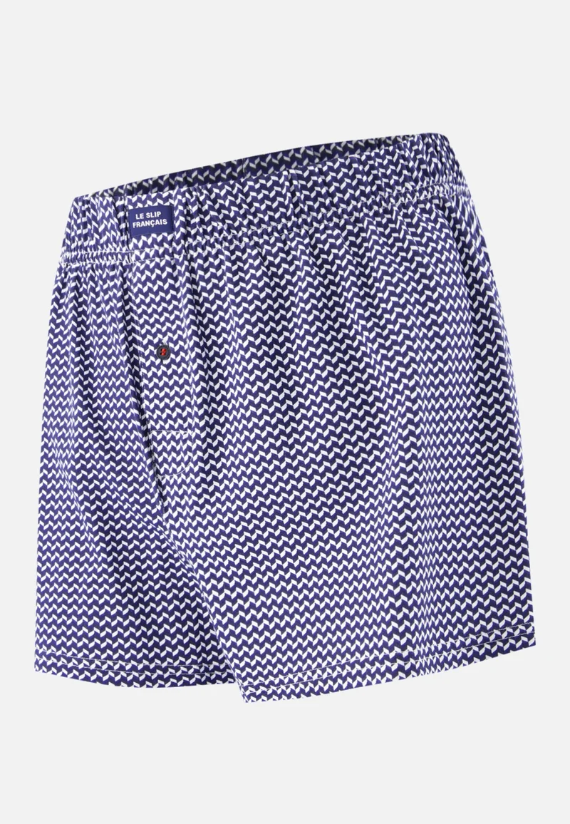Caleçon à chevrons bleu blanc noir en jersey de coton - Fredo Chevron