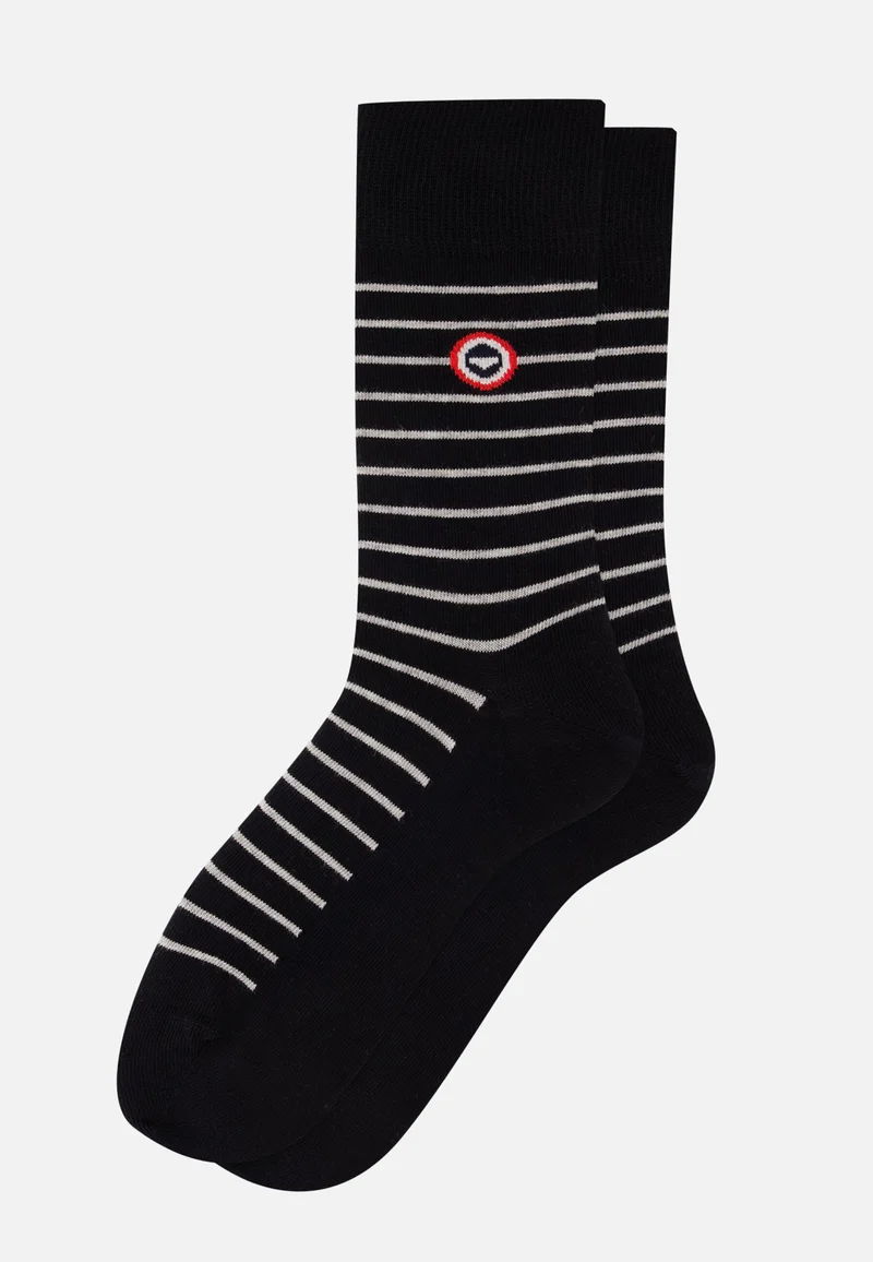 Lot de 7 chaussettes mi-hautes en coton - Chaussettes Gris Anthracite Noir Gris Clair Noir Rayures Blanc Marine Acier