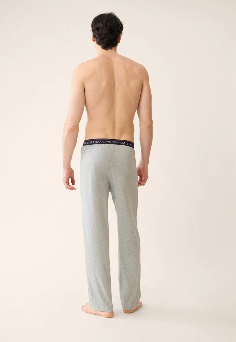 Ensemble pyjama haut bleu marine et pantalon gris en coton - Pyjama Haut Manches Courtes Formidable Marine Et Bas De Pyjama Long Indomptable Gris