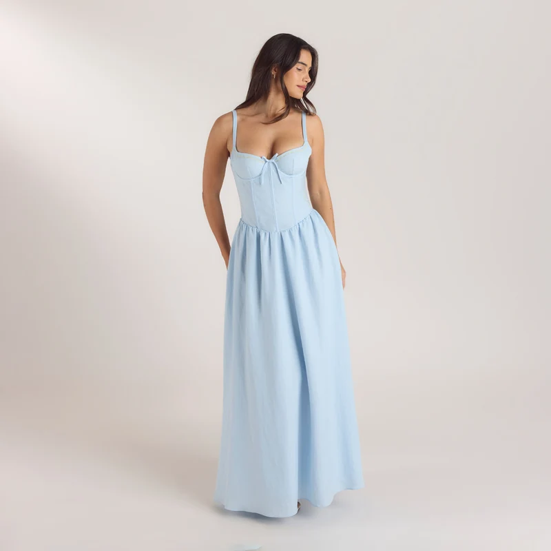 Robe Maxi Corset - Bleu