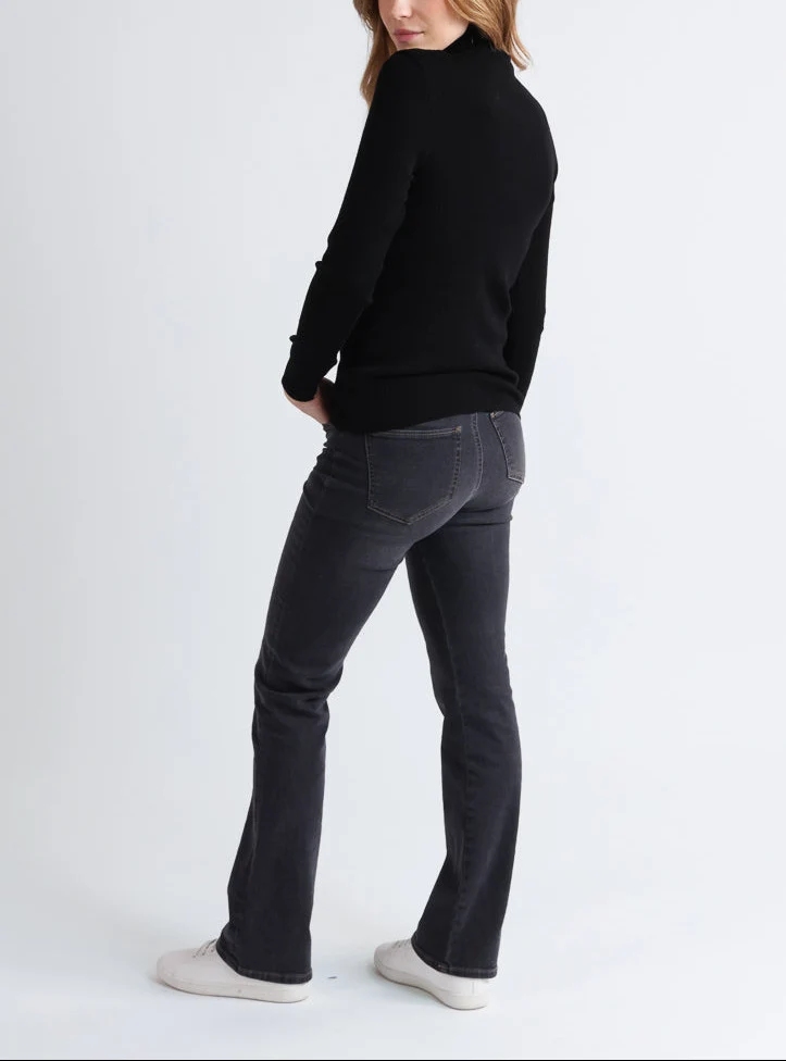 Pull chaussette femme col roule en laine merinos Noir