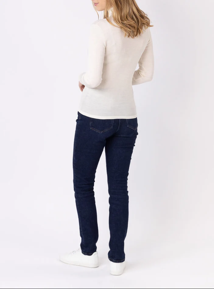 Pull chaussette femme col montant blanc