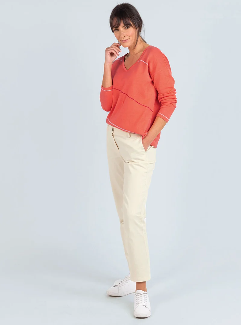 Pantalon chino femme en coton blanc naturel