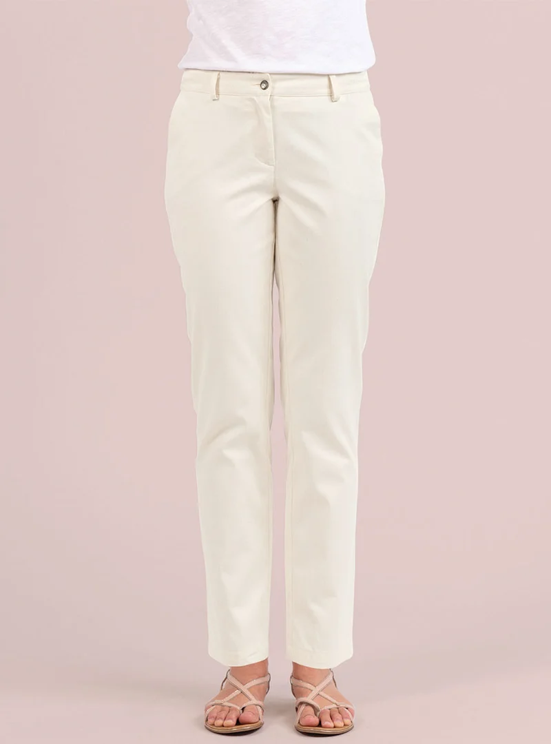 Pantalon chino femme en coton blanc naturel