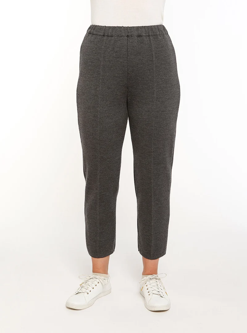 Pantalon femme en laine gris anthracite