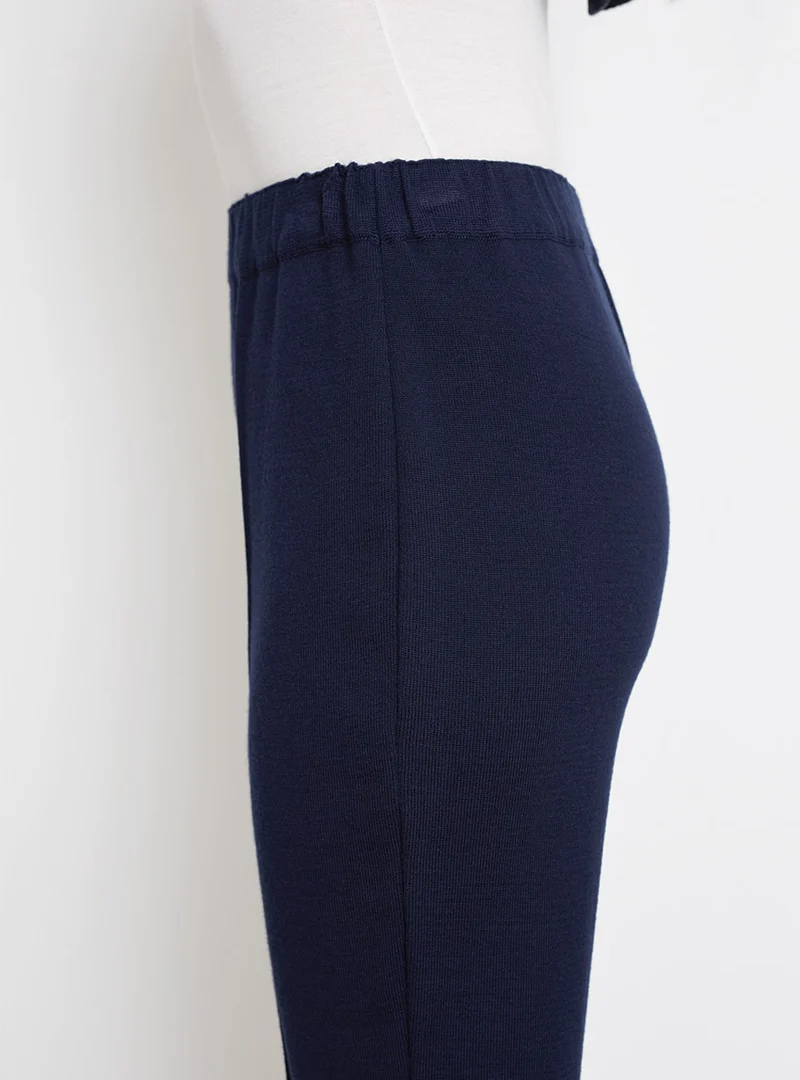 Pantalon femme en laine bleu marine