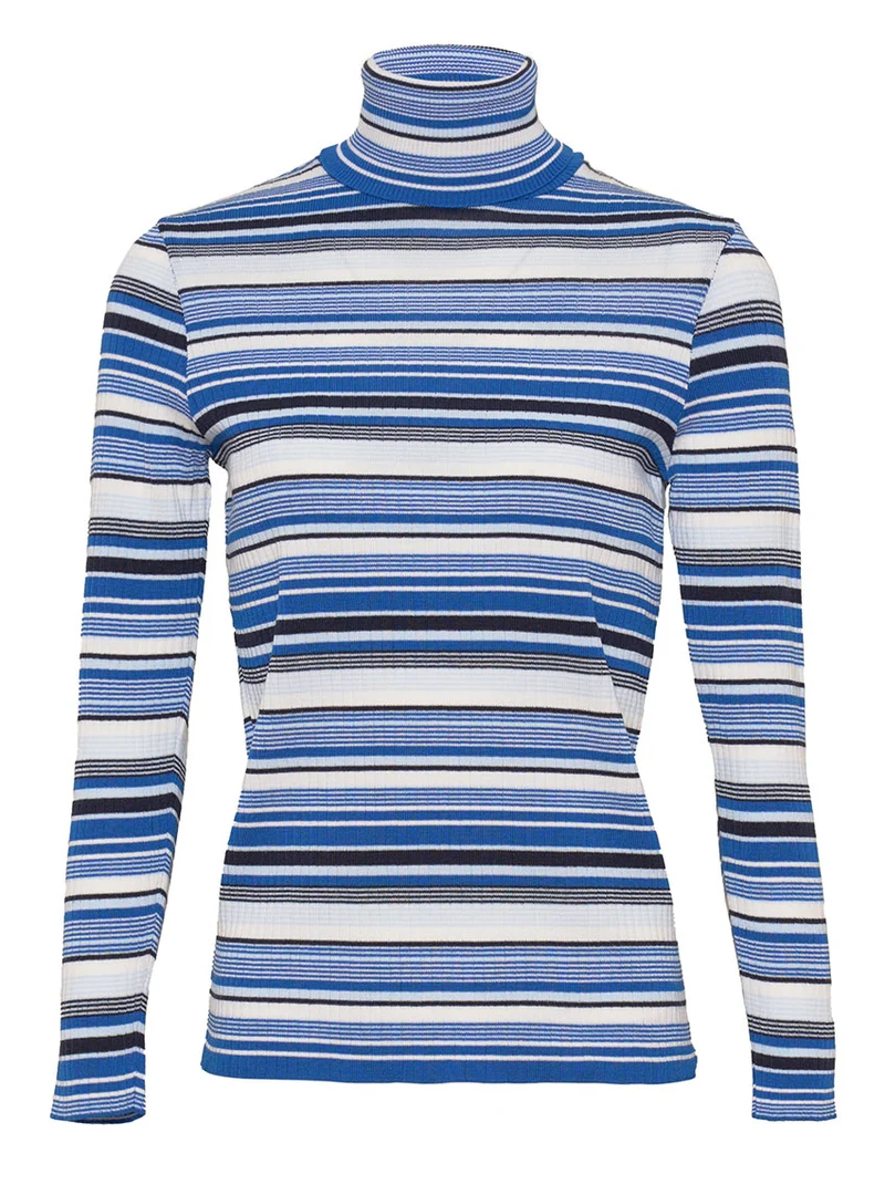 Pull chaussette femme en laine mérinos rayé bleu