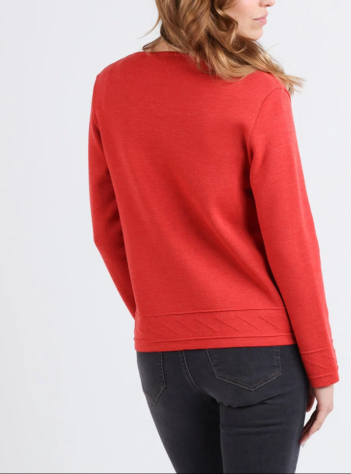 Veste courte femme en laine mérinos orange goyave
