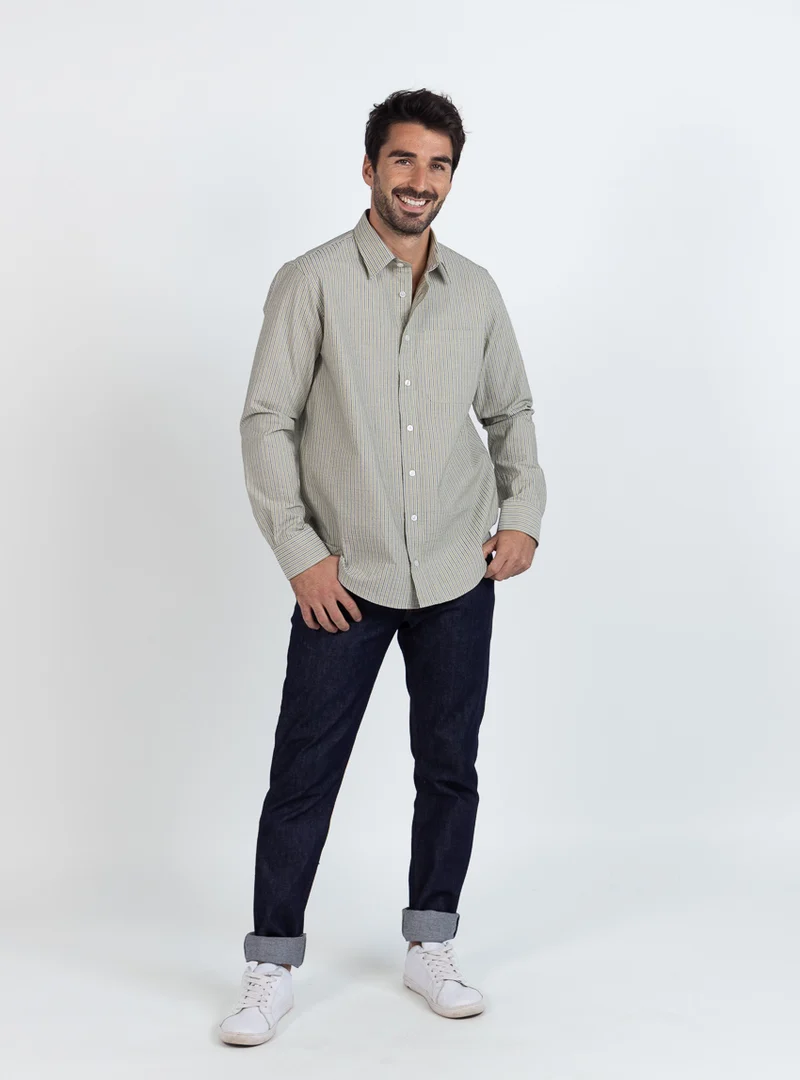 Chemise homme en coton vert tilleul