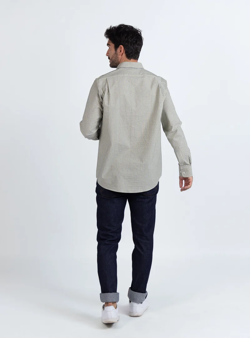 Chemise homme en coton vert tilleul