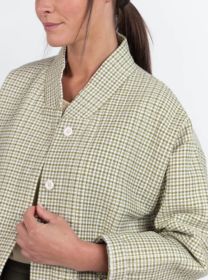 Veste femme matelassée en coton vert kaki