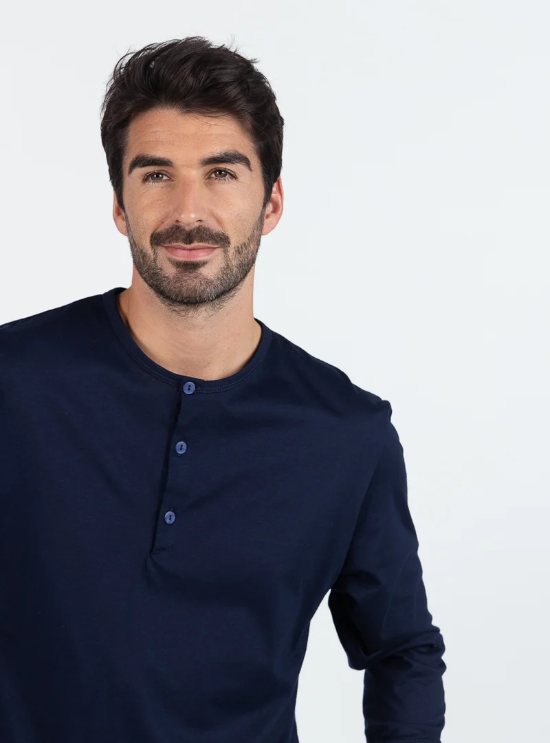 Pyjama homme en coton à carreaux bleus