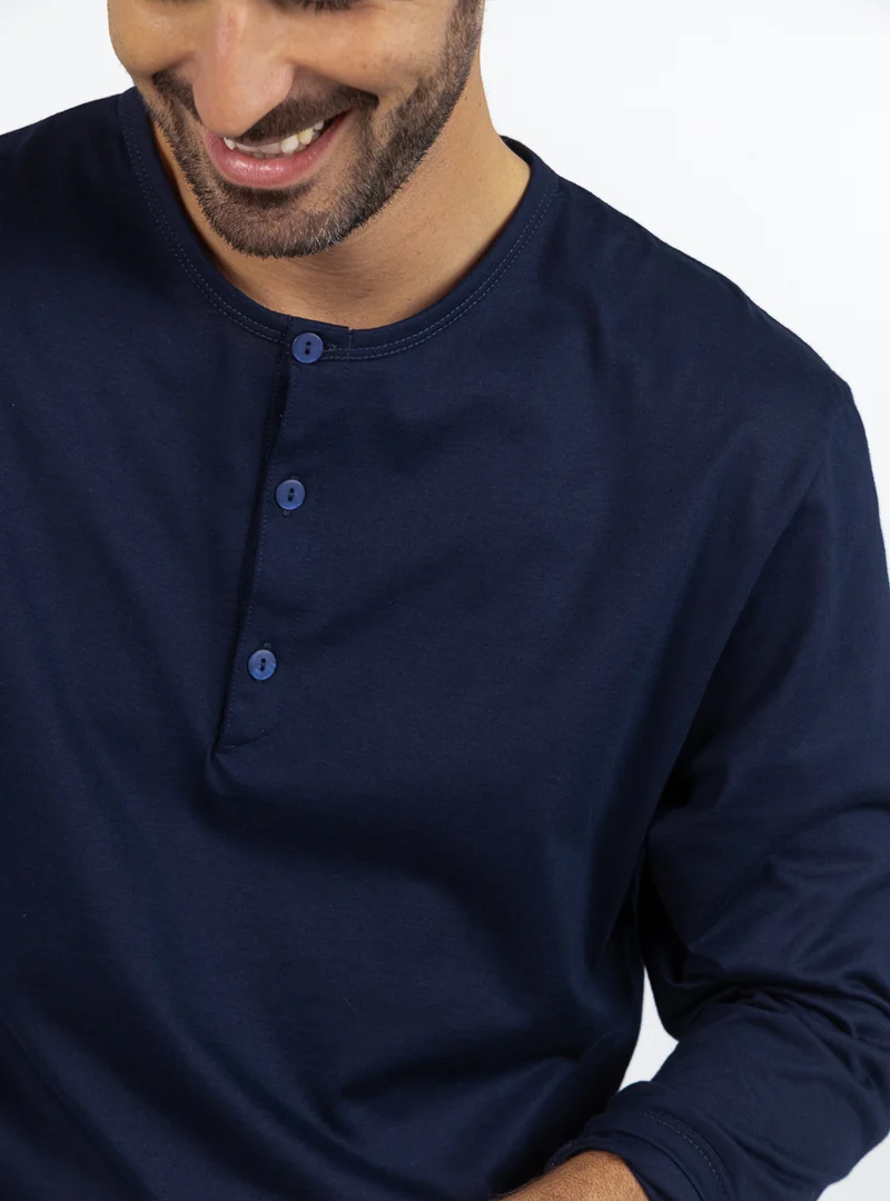 Pyjama homme en coton à carreaux bleus