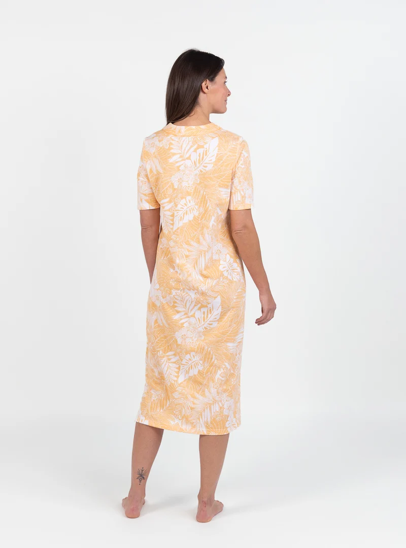 Chemise de nuit été femme en coton jaune mangue