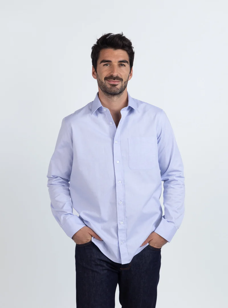 Chemise homme en coton bleu ciel