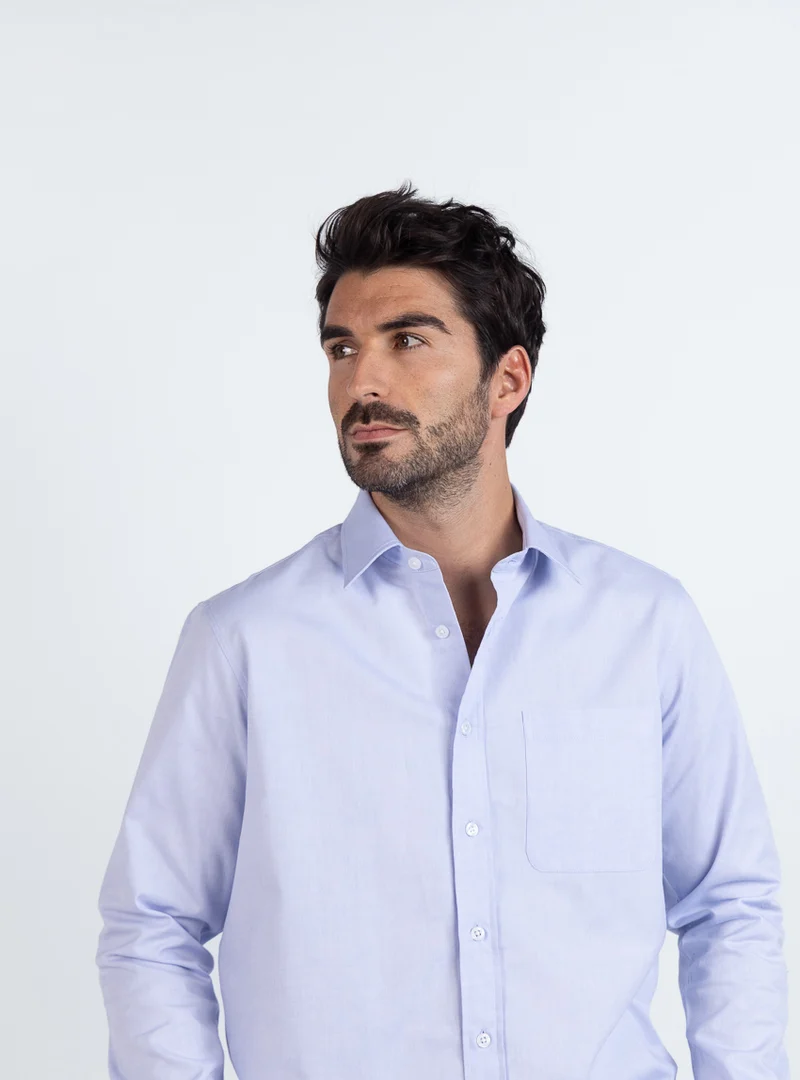 Chemise homme en coton bleu ciel