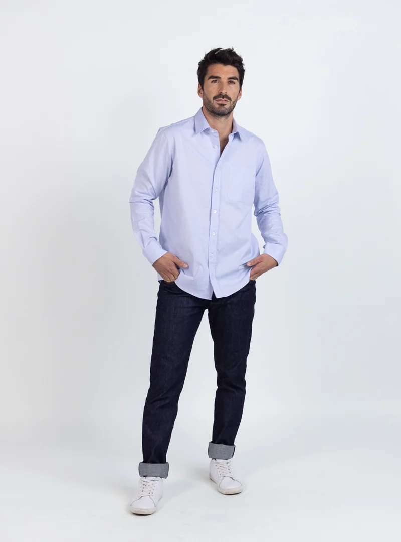 Chemise homme en coton bleu ciel