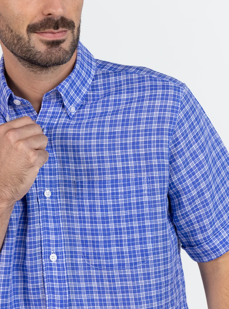 Chemise homme en lin bleu denim