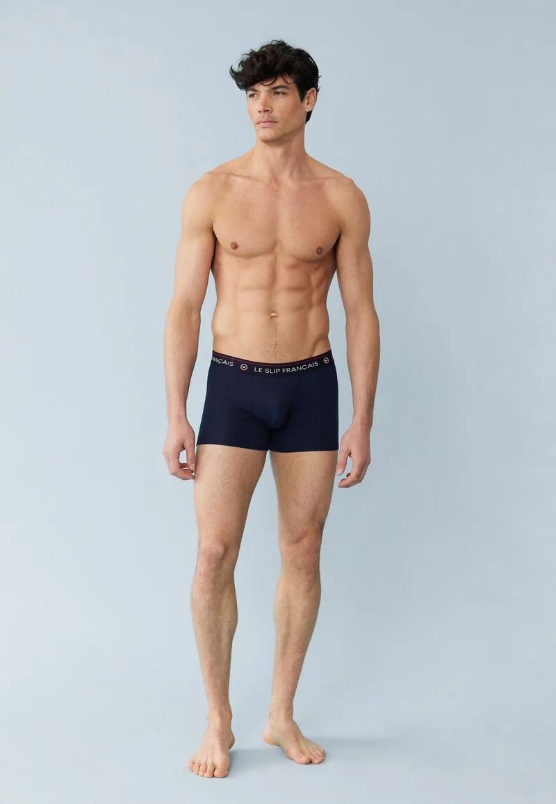 Lot de 6 boxers en coton - Boxers Noir Blanc Bleu Foncé Rouge Gris Chiné Bleu