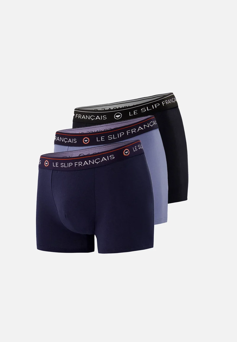 Lot de 3 boxers en coton - Boxers Marine Bleu Jean Noir