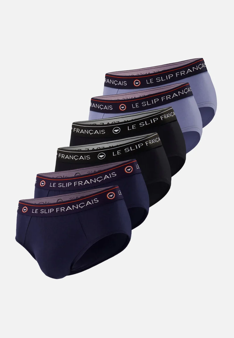 Lot de 6 slips en Coton - Slips Bleu Marine Noir Bleu