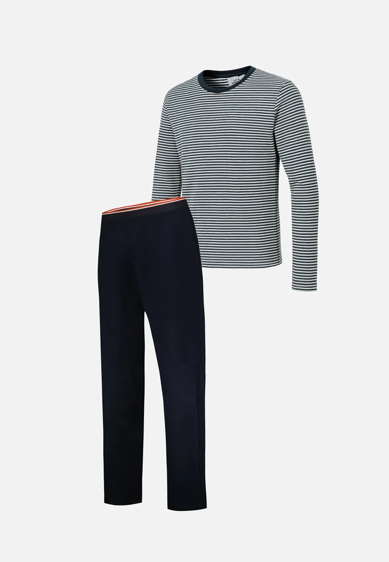 Ensemble pyjama haut marinière et pantalon bleu marine en coton - Pyjama Haut Manches Longues Et Bas De Pyjama Long Jeason Marine Marinière