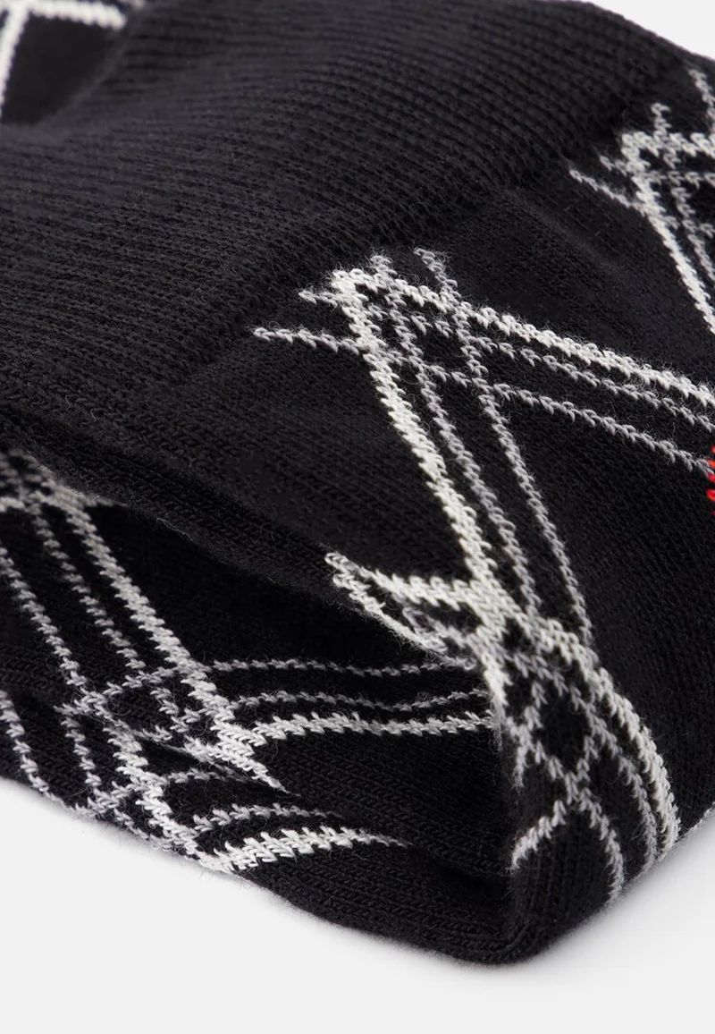 Chaussettes mi-hautes noires à carreaux fantaisie - Lucas Tar Noir