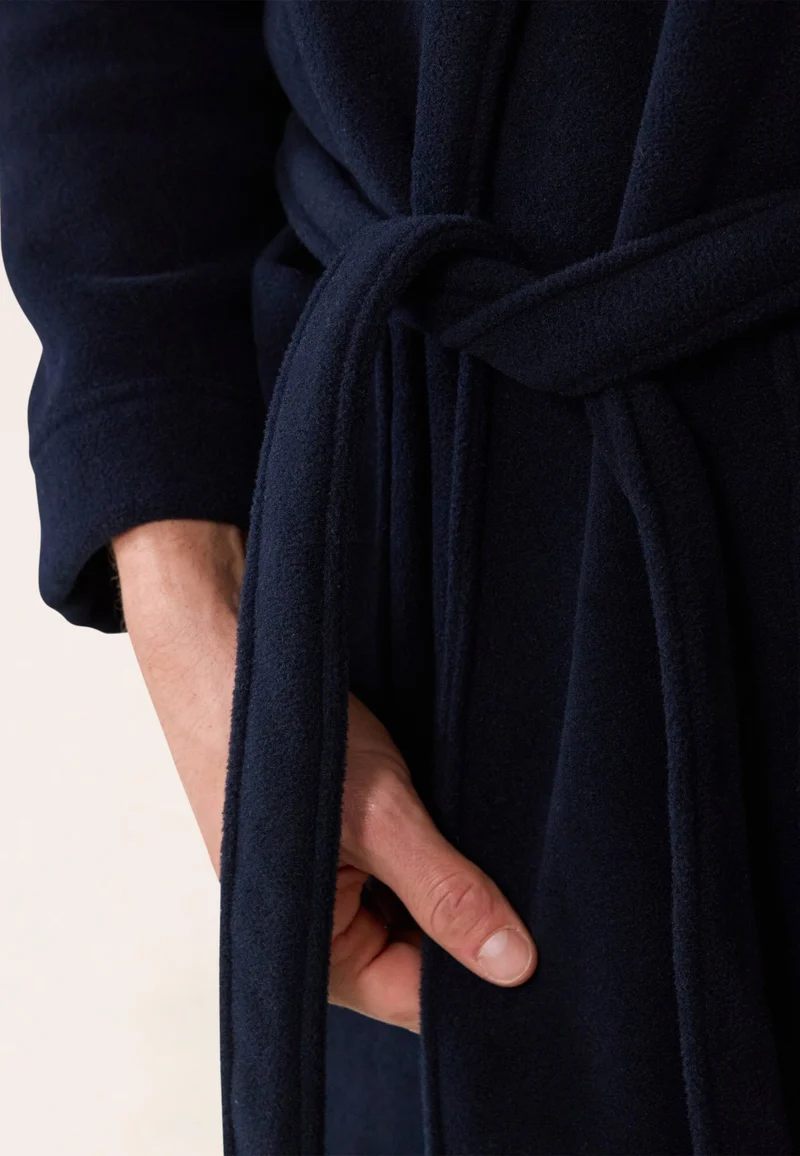 Robe de chambre chaude homme bleu marine avec col châle - Devy Marine